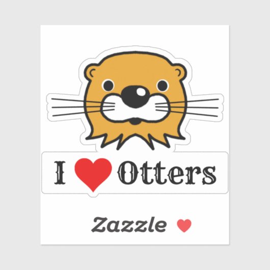 Ik hou van otters. Otter's hoofd Sticker (Vel)