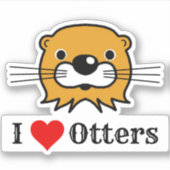 Ik hou van otters. Otter's hoofd Sticker (Voorkant)