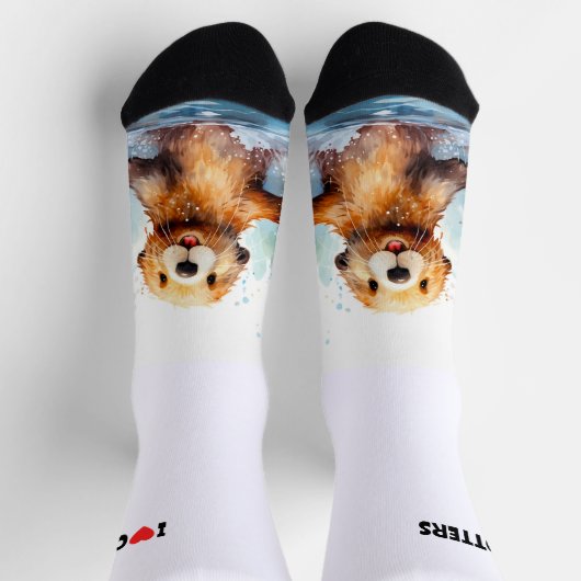 Ik hou van otters Schattige Zee otter in water gep Sokken (Top)