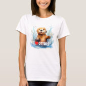 Ik hou van otters Schattige Zee otter in water gep T-shirt (Voorkant)