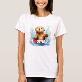Ik hou van otters Schattige Zee otter in water gep T-shirt