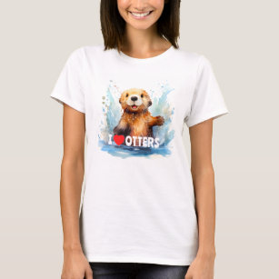 Ik hou van otters Schattige Zee otter in water gep T-shirt