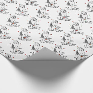 Ik hou van oude Engelse Sheepdogs (grijs 1) Cute O Cadeaupapier