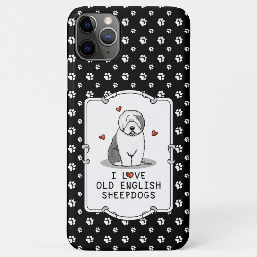 Ik hou van oude Engelse Sheepdogs (grijs 1) Cute O Case-Mate iPhone Case (Achterkant)