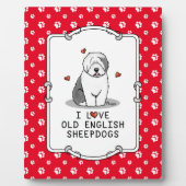 Ik hou van oude Engelse Sheepdogs (grijs 1) Cute O Fotoplaat (Voorkant)