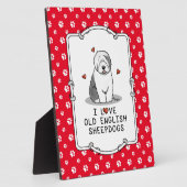 Ik hou van oude Engelse Sheepdogs (grijs 1) Cute O Fotoplaat (Zijkant)