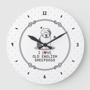 Ik hou van oude Engelse Sheepdogs (grijs 1) Cute O Grote Klok