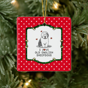 Ik hou van oude Engelse Sheepdogs (grijs 1) Cute O Keramisch Ornament