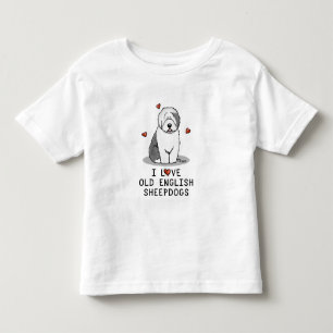 Ik hou van oude Engelse Sheepdogs (grijs 1) Cute O Kinder Shirts