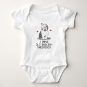 Ik hou van oude Engelse Sheepdogs (grijs 1) Cute O Romper (Voorkant)