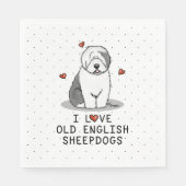 Ik hou van oude Engelse Sheepdogs (grijs 1) Cute O Servet (Voorkant)