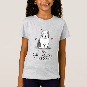 Ik hou van oude Engelse Sheepdogs (grijs 1) Cute O T-shirt