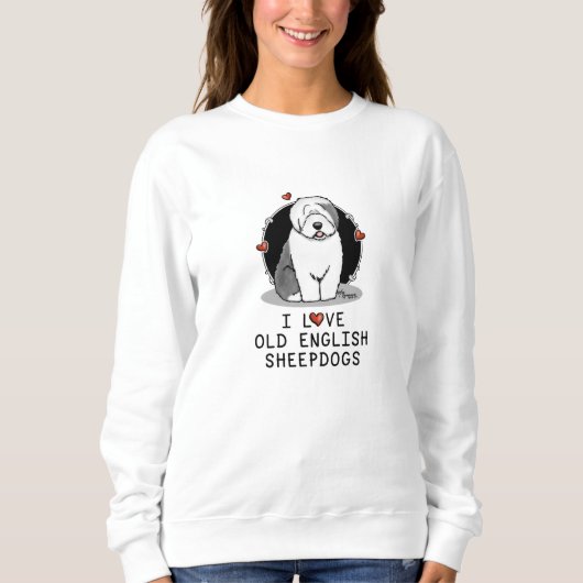 Ik hou van oude Engelse Sheepdogs (grijs 1) Cute O Trui (Voorkant)