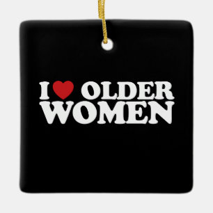 Ik hou van oudere vrouwen ik hart groovy keramisch ornament