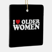 Ik hou van oudere vrouwen in hart Groovy Keramisch Ornament (Rechts)