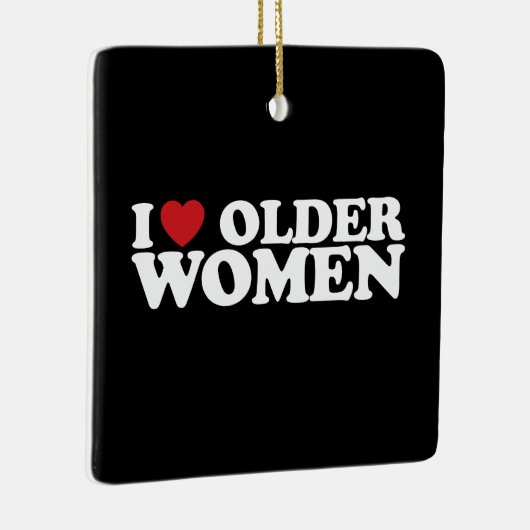 Ik hou van oudere vrouwen in hart Groovy Keramisch Ornament (Rechts)