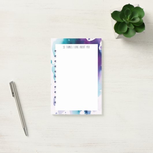 Ik hou van over u post zijn - Abstracte waterkleur Post-it® Notes (Kantoor)