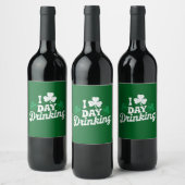 Ik hou van overdag drinken Funny St Patrick's Day Wijn Etiket (Flessen)