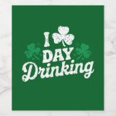 Ik hou van overdag drinken Funny St Patrick's Day Wijn Etiket (Enkel label)