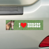 Ik hou van paarden bumpersticker (Op auto)