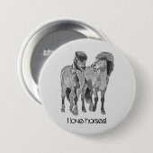Ik hou van paarden! Cute IJslandse pony Ronde Button 7,6 Cm (Voorkant /achterkant)