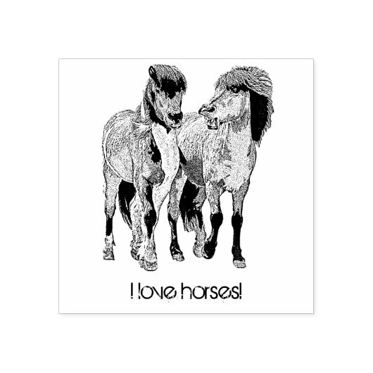 Ik hou van paarden! Cute IJslandse pony Rubberstempel (Afrduk)