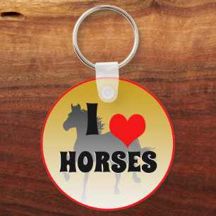 Ik hou van paarden en rode hartslag, tuinbouw/goud sleutelhanger