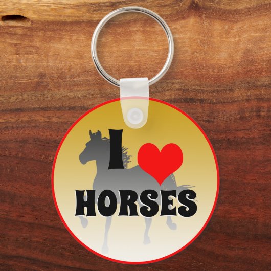 Ik hou van paarden en rode hartslag, tuinbouw/goud sleutelhanger (Voorkant)