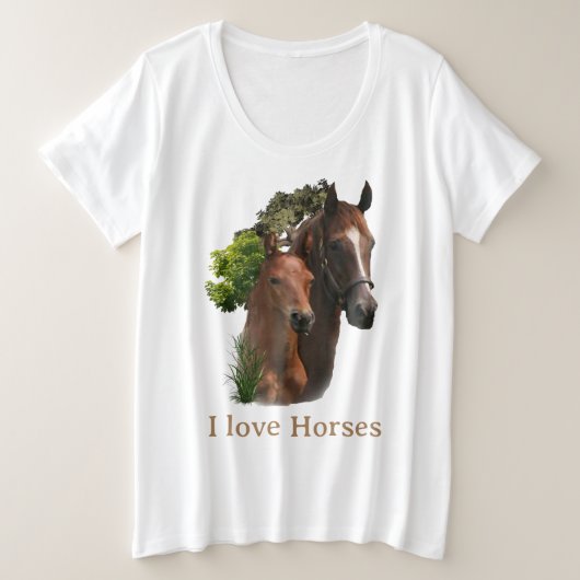 Ik hou van paarden grote maat t-shirt (Design voorkant)