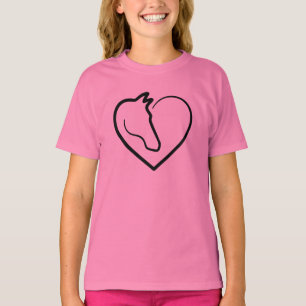 Ik hou van paarden, hart met paardenkop t-shirt