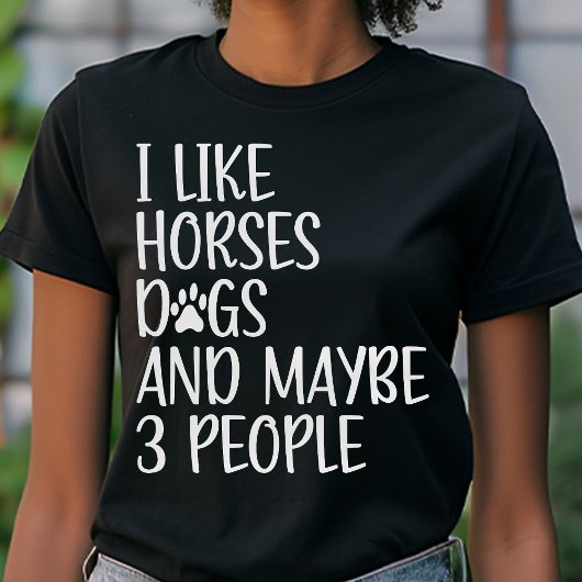 Ik hou van paarden honden en misschien 3 mensen gr t-shirt