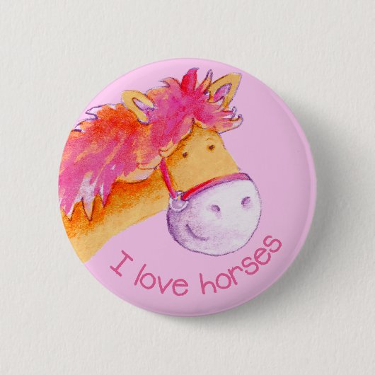 Ik hou van paarden knop/badge ronde button 5,7 cm (Voorkant)