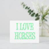Ik hou van paarden lichtgroen briefkaart (Staand voorkant)
