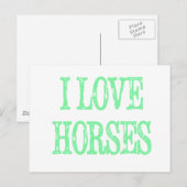 Ik hou van paarden lichtgroen briefkaart (Voorkant / Achterkant)