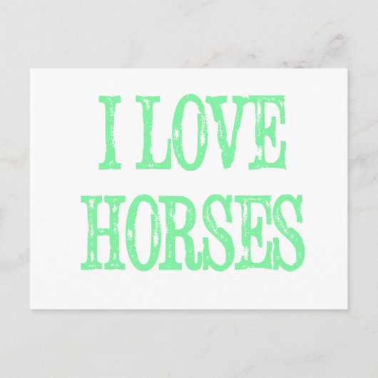 Ik hou van paarden lichtgroen briefkaart (Voorkant)