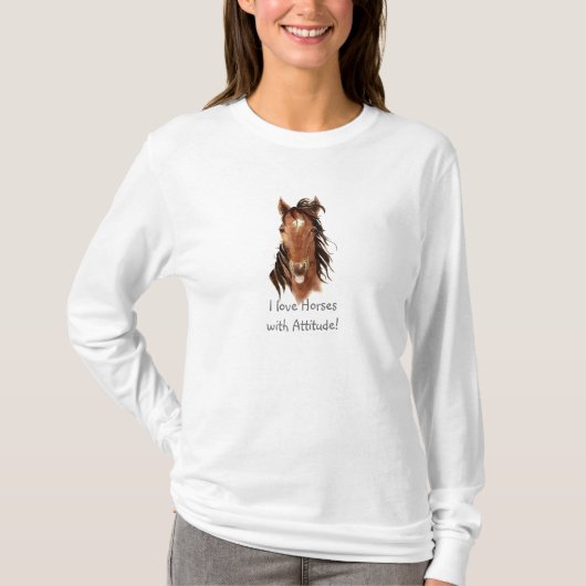 Ik hou van paarden met Attitude Fun Quote T-shirt (Voorkant)