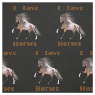 Ik hou van paarden - Paint Horse Fabric Stof