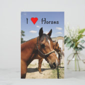 "Ik hou van paarden" Prachtige paarse Briefpapier (Staand voorkant)