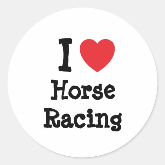 Ik hou van Paarden Racing, op maat gemaakt hart Ronde Sticker (Voorkant)