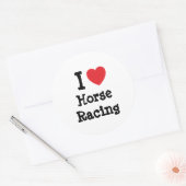 Ik hou van Paarden Racing, op maat gemaakt hart Ronde Sticker (Envelop)