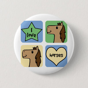 Ik hou van paarden ronde button 5,7 cm