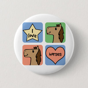 Ik hou van paarden ronde button 5,7 cm