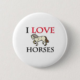Ik hou van paarden ronde button 5,7 cm