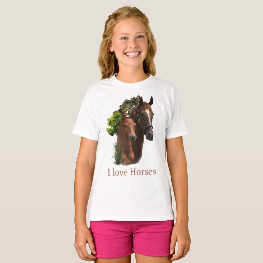 Ik hou van paarden t-shirt (Voorkant volledig)