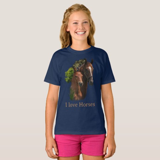 Ik hou van paarden t-shirt (Voorkant volledig)