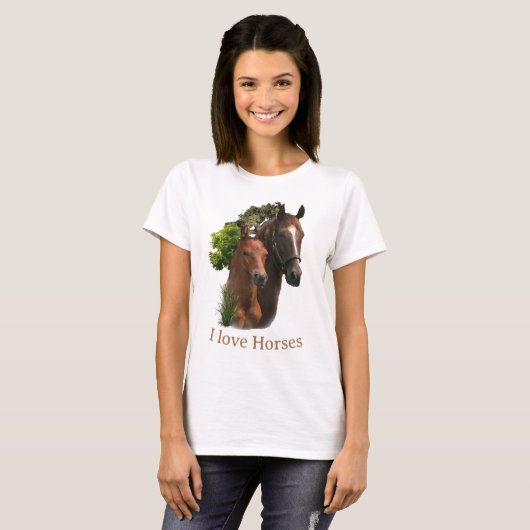 Ik hou van paarden T-Shirt (Voorkant volledig)