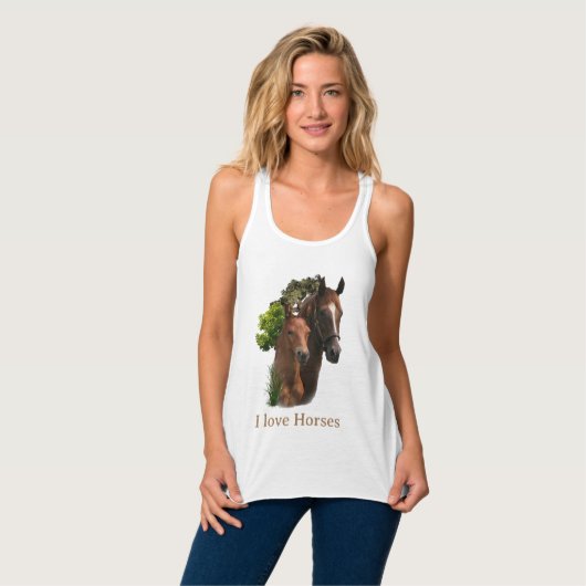 Ik hou van paarden tanktop (Volledige Voorkant)