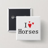 Ik hou van paarden vierkante button 5,1 cm (Voorkant /achterkant)