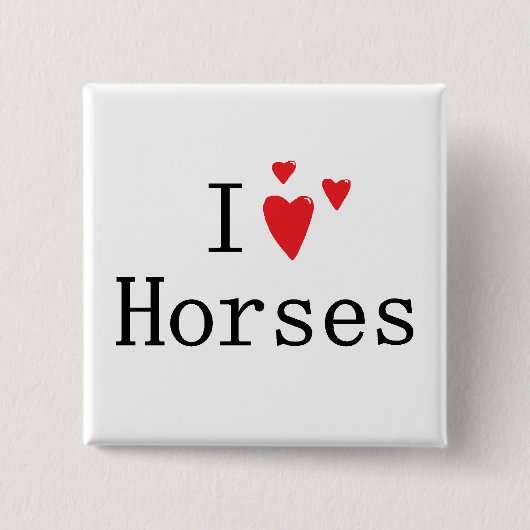Ik hou van paarden vierkante button 5,1 cm (Voorkant)