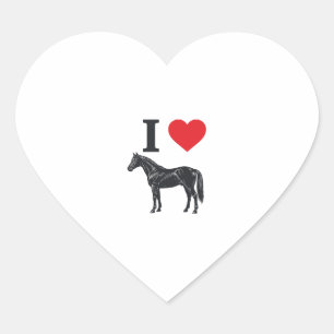 Ik hou van paarden vintage gravure shirt ontwerp_1 hart sticker